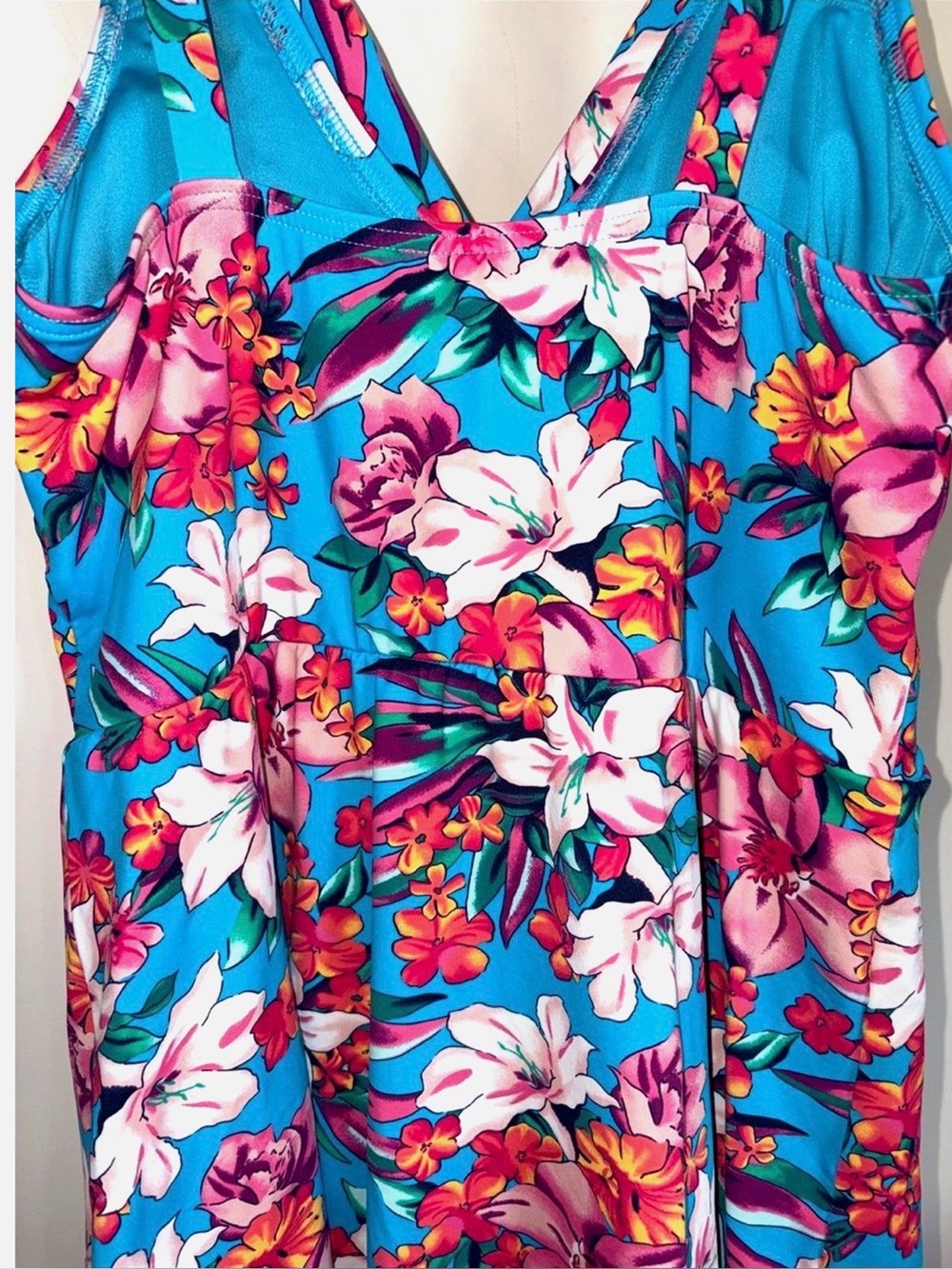Lands’ End Floral Swim Dress One Piece Swimsuit Size 10-12 Tummy Control - Picture 12 of 15